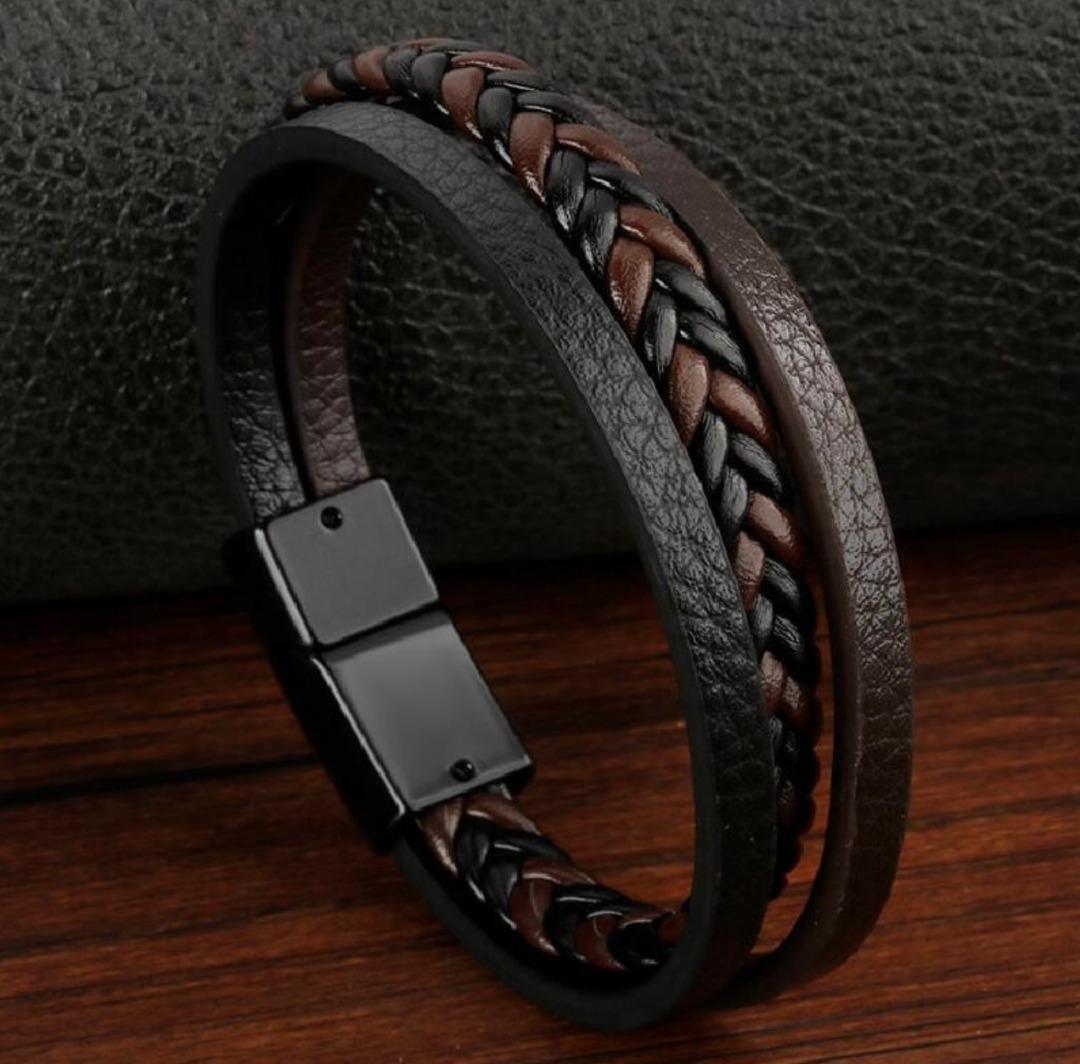 Mens leather bracelet with beads outlet