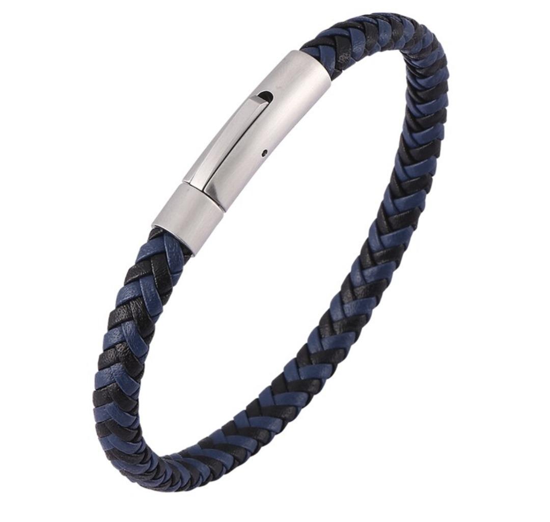 Mens blue leather bracelet store