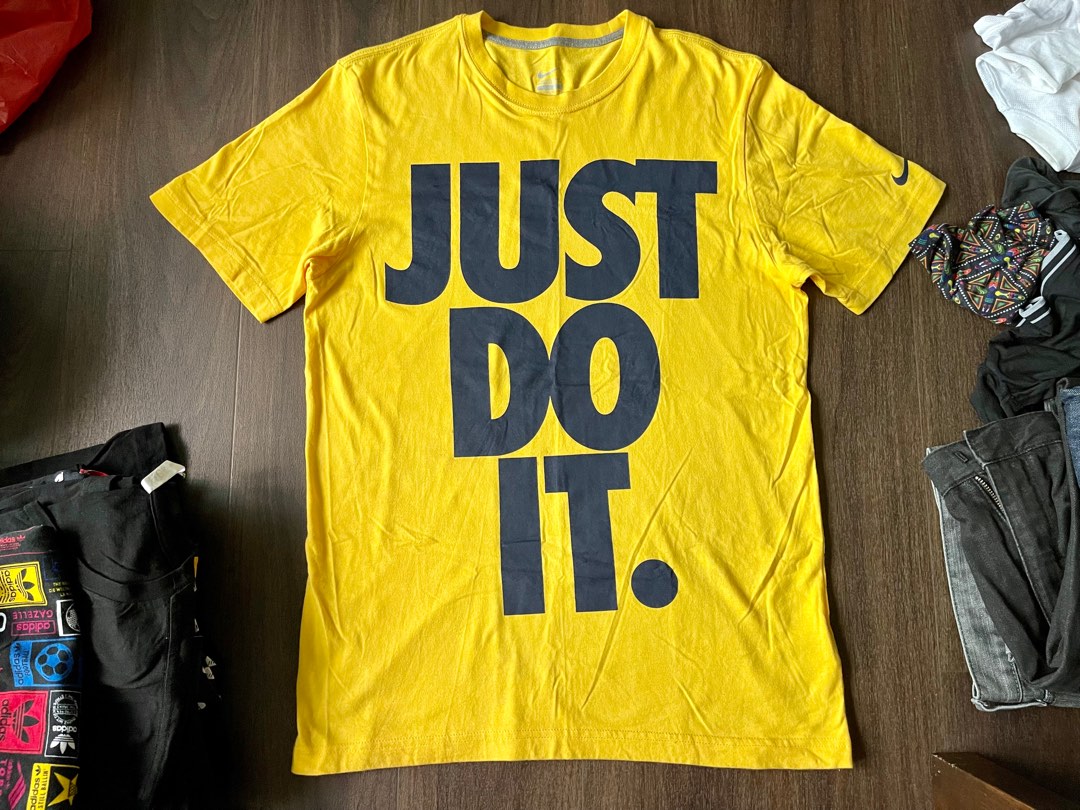 Nike Just Do It T Shirt Yellow L Men s Fashion Tops Sets Tshirts