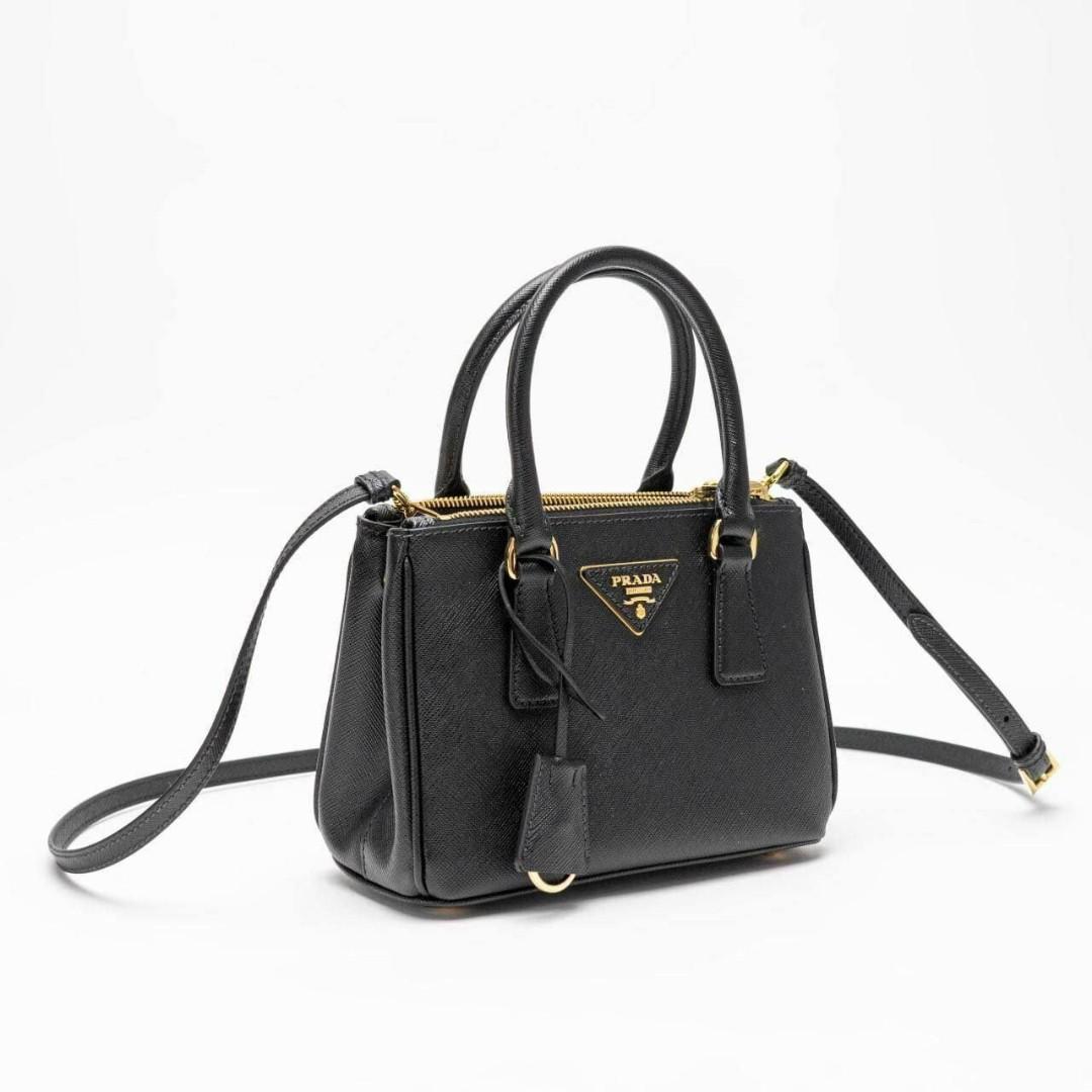 Prada Galleria Micro Saffiano Leather Bag in Black