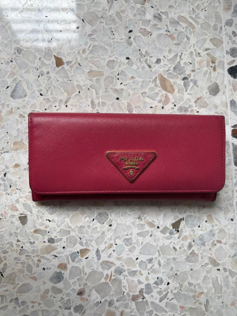 Prada leather long wallet in pink, Women's Fashion, Bags & Wallets, Wallets  & Card holders on Carousell