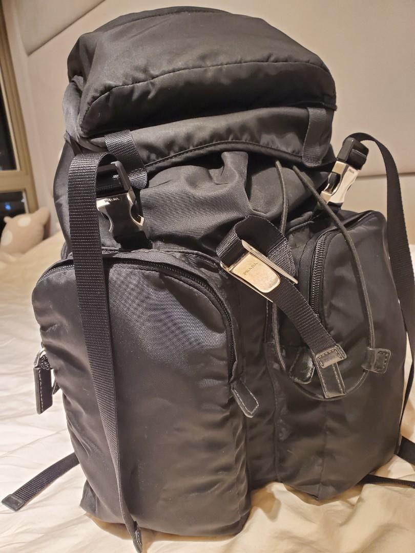 Prada nylon and 2025 saffiano leather backpack