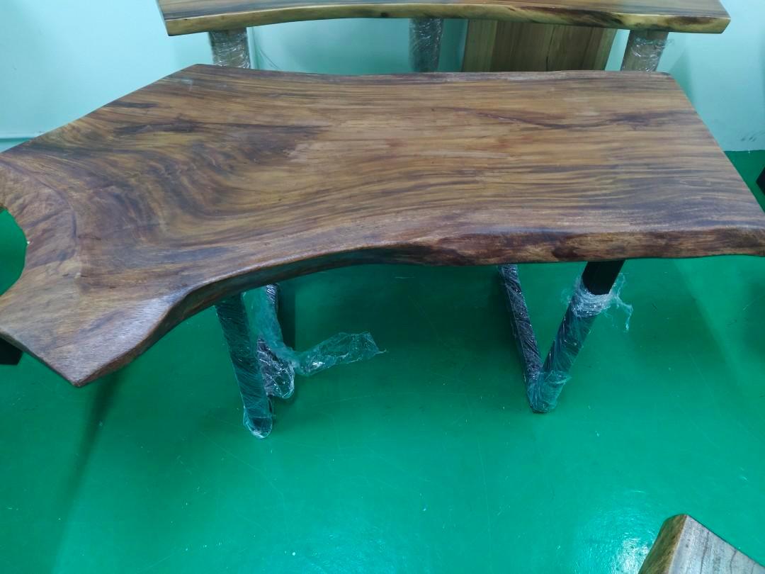 Raintree solid wood dining table (Category: Tables & Sets) located in Petaling Jaya. Submitted by kingchicken (Listing ID 1191295846, Image 2). Description: Product Features: --Solid construction --Each piece is unique --High quality workmanship with natural beautiful wood grains. --Great to use at home and office and more. --Made by real Rain wood material. Dimension - L 158cm x W 92cm,60cm x H74cm Thickness - 8cm Self pickup only..