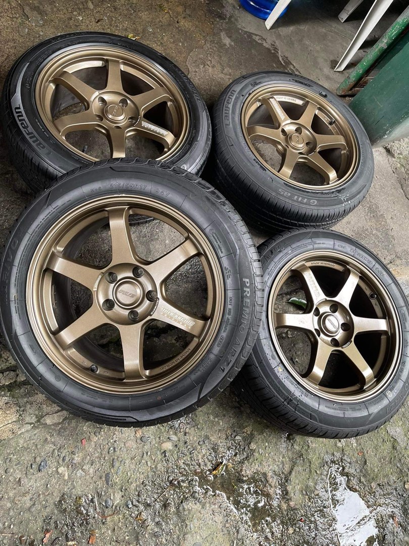 RAYS TE37 SONIC COPY WITH TIRES, Car Parts & Accessories, Mags and