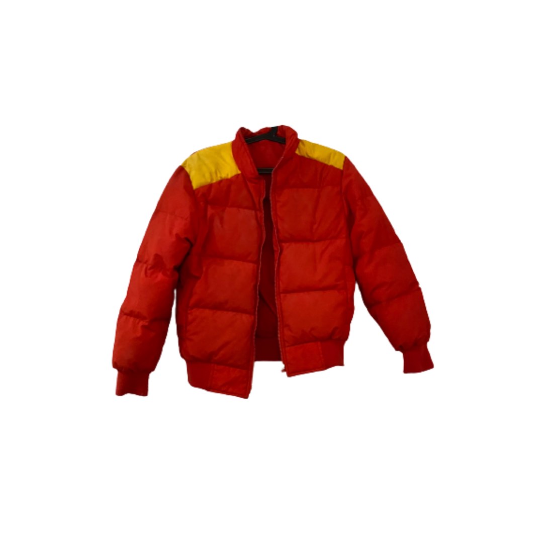 Red Puffer Jacket with Yellow, Women's Fashion, Coats, Jackets and
