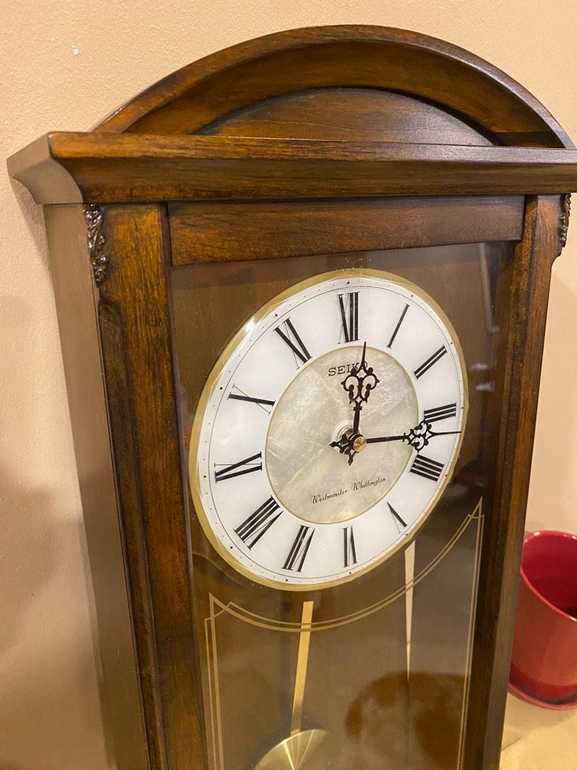 SEIKO Mahogany Wall Clock with Pendulum, Furniture & Home Living, Home