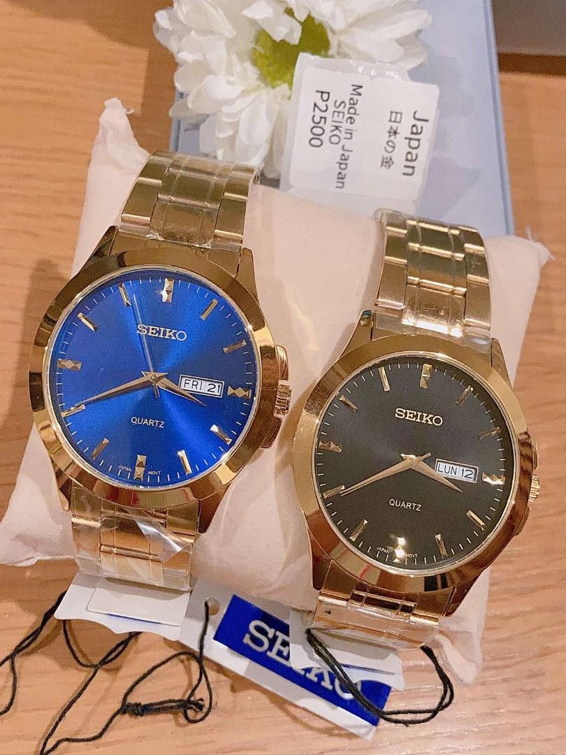 Seiko gold watch white face cheap