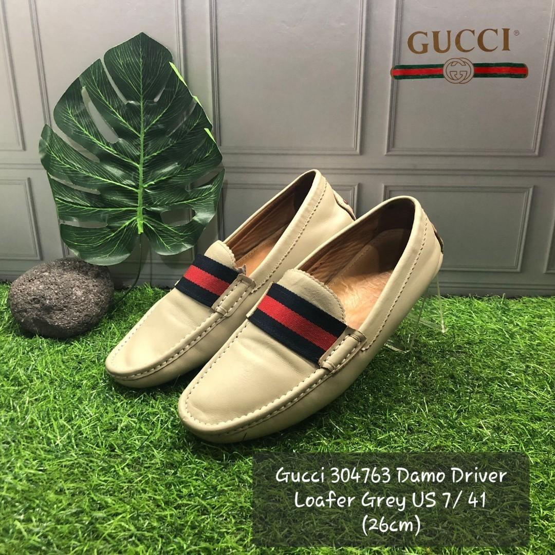 Sepatu Gucci 304763 Damo Driver Loafer Grey size 41 Fesyen Pria