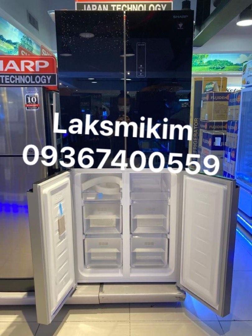 sharp refrigerator 16.7cuft no frost french door inverter black glass