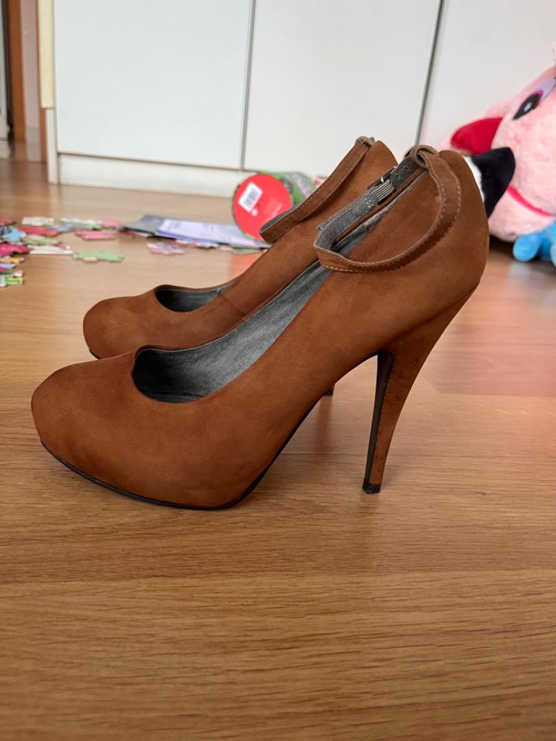 Size 37 Aldo tanned leather heels 13cm heel Women s Fashion