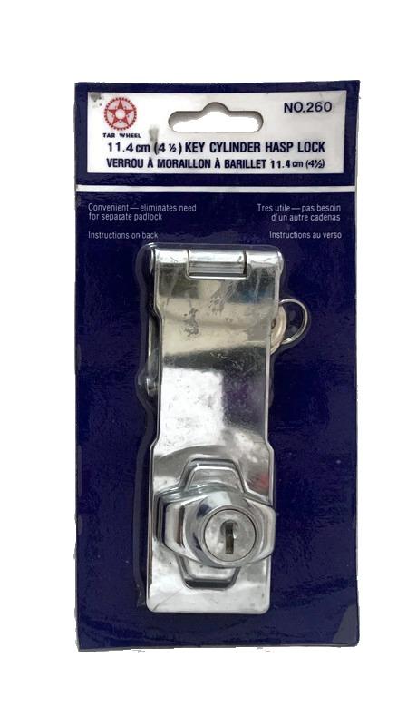 Star Wheel Key Cylinder Hasp Lock with Lock 4.5 inches (Silver