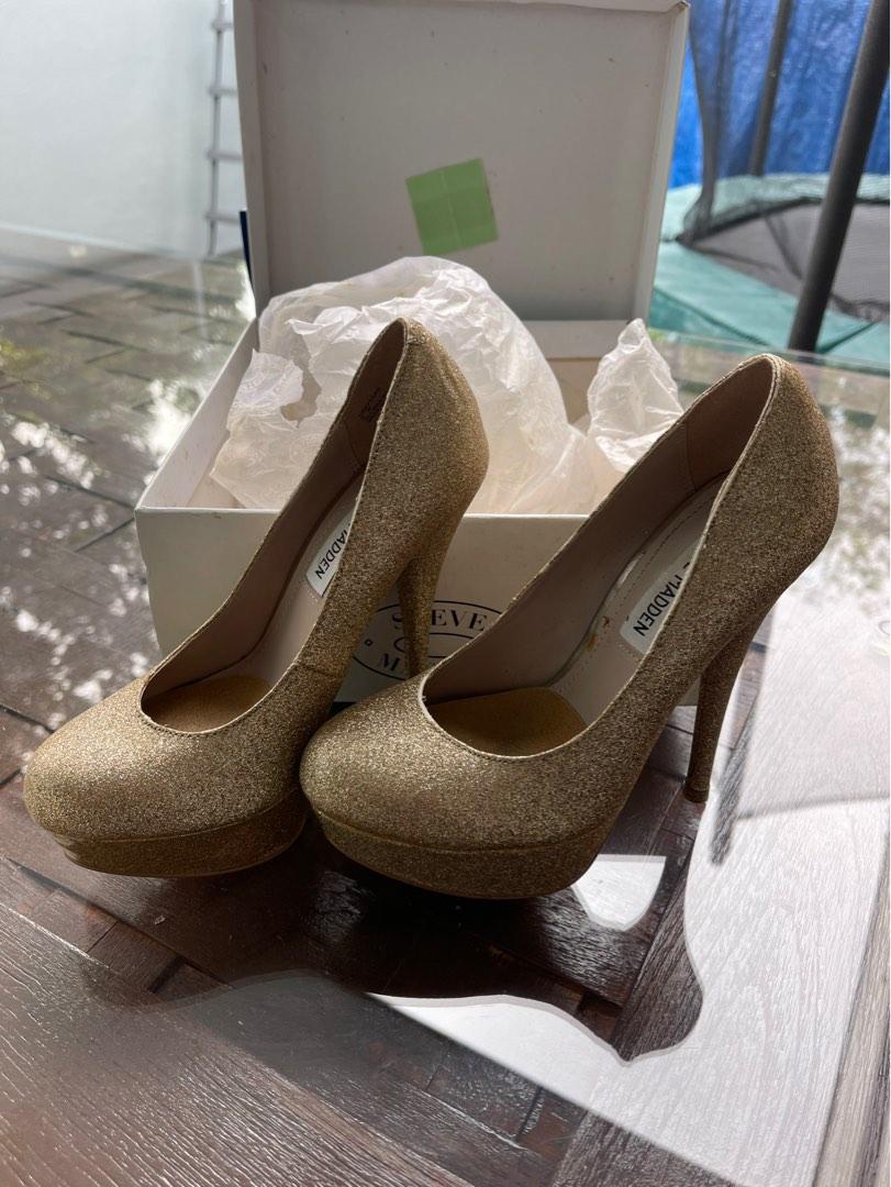 Steve Madden Caryssa Gold Glitter pumps Women s Fashion Footwear Heels on Carousell