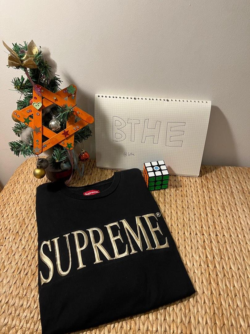 Supreme Gold logo Sweatshirt Men s Fashion Tops Sets Hoodies