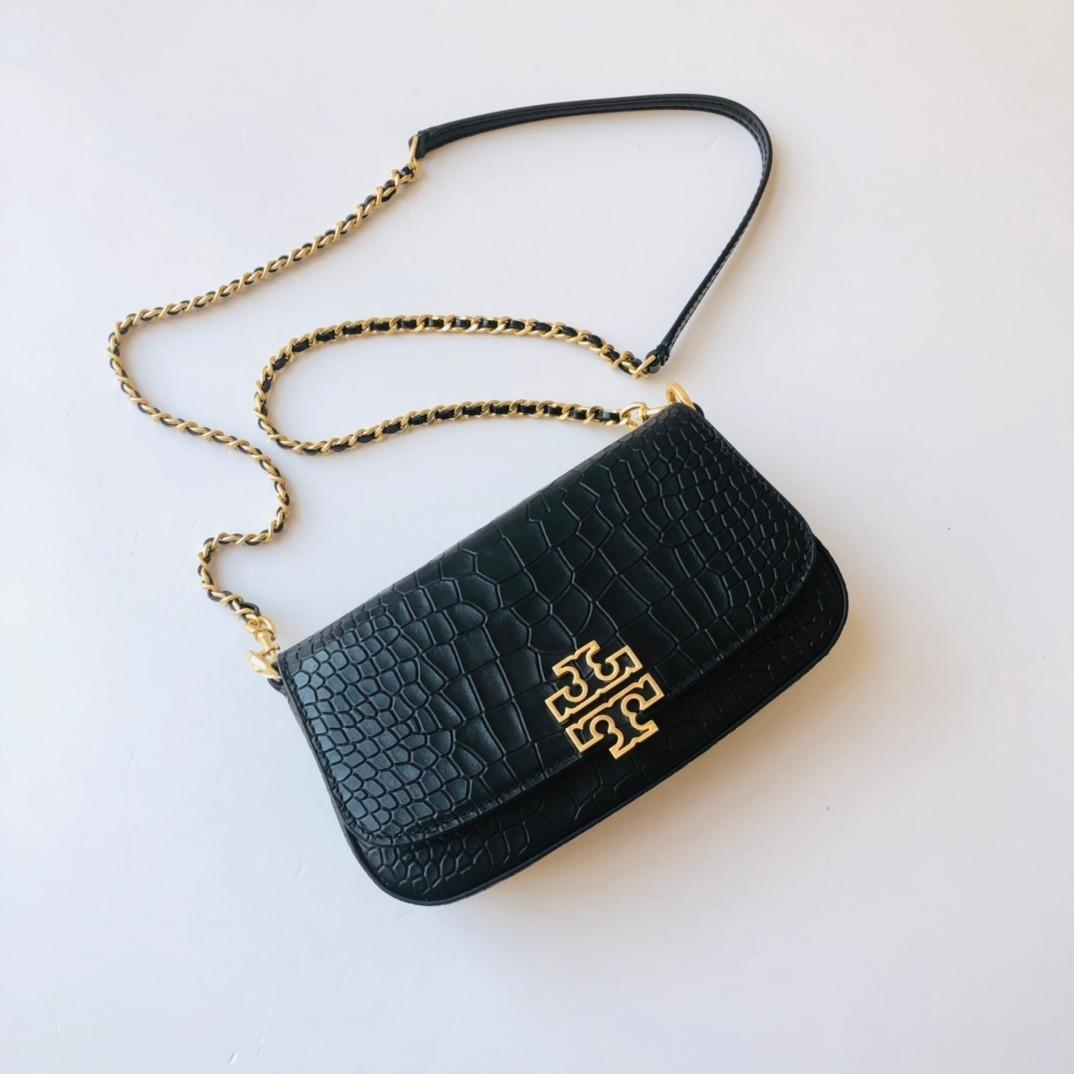 Tory Burch, Bags, Nwt Tory Burch Britten Embossed Convertible Crossbody  In Black