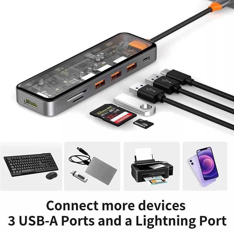 WiWU Transparent Design 7 in 1 Type C Cyber Hub for Macbook USB 3.0 ...