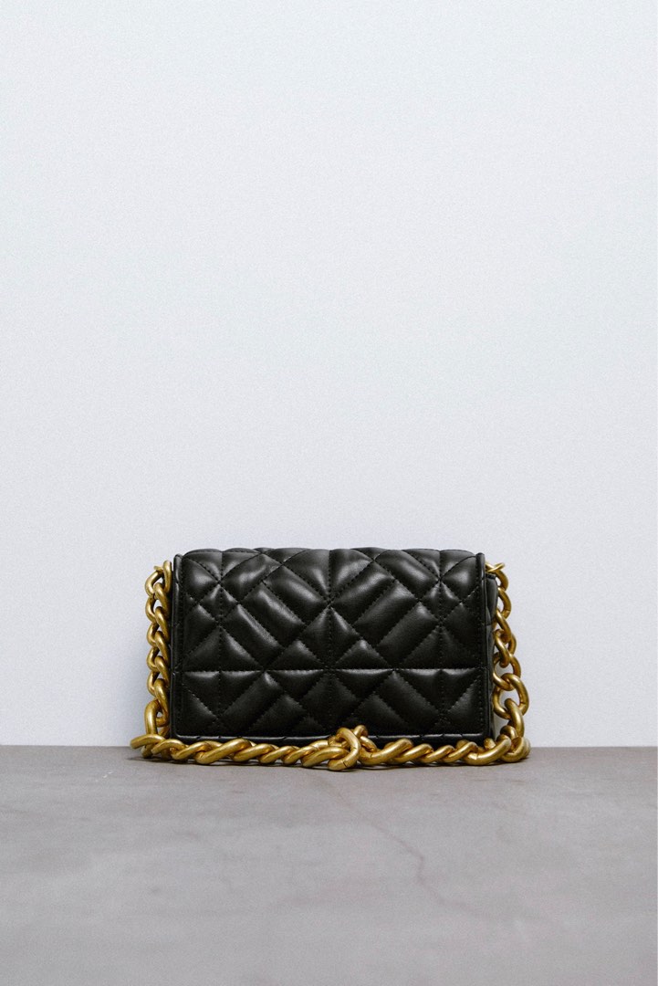 Zara Quilted Shoulder Bag with Chain, Women's Fashion, Bags & Wallets, Shoulder Bags on Carousell