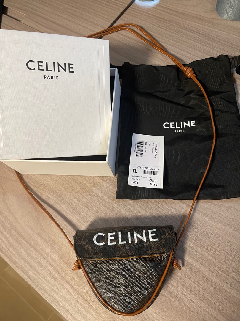 triangle bag in triomphe canvas with celine print tan