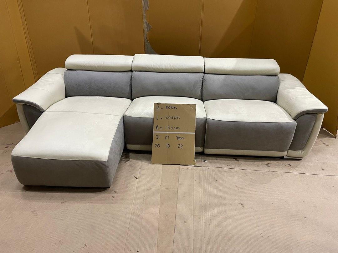 202210 (5) L shape automatic recliner leather sofa 500, Furniture