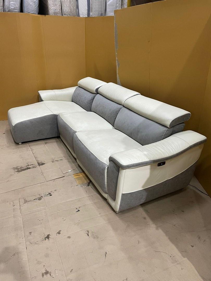 202210 (5) L shape automatic recliner leather sofa 500, Furniture