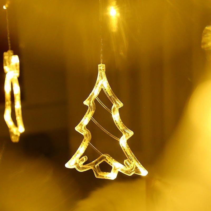 2022 Christmas Curtain Lights Battery Powered, Deer bells Christmas