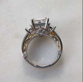 5.2 carat engagement ring intricate two-tone with white Sapphire