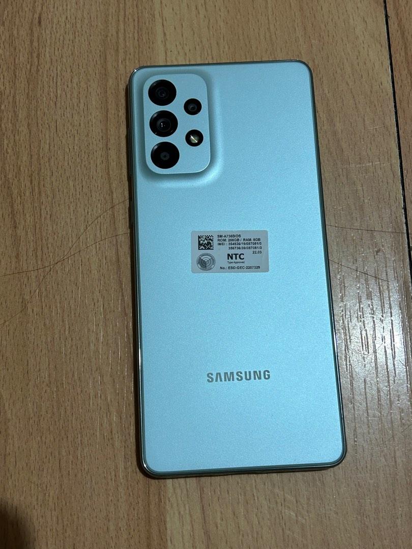 Samsung A73 5G 256gb (Category: Samsung) located in Manila. Submitted by sofiatanya (Listing ID 1191538705, Image 1). Description: Binili lang nung May. Under warranty pa. Open line. At dual sim. Expandable memory up to 1TB. Test all you want. No issue. Never been repair. With box and cord. Kung ano kasama mismo sa box niya. Walang adapter ito sa box so pwede niyo gamitin adapter niyong luma. Rfs: Need cash .