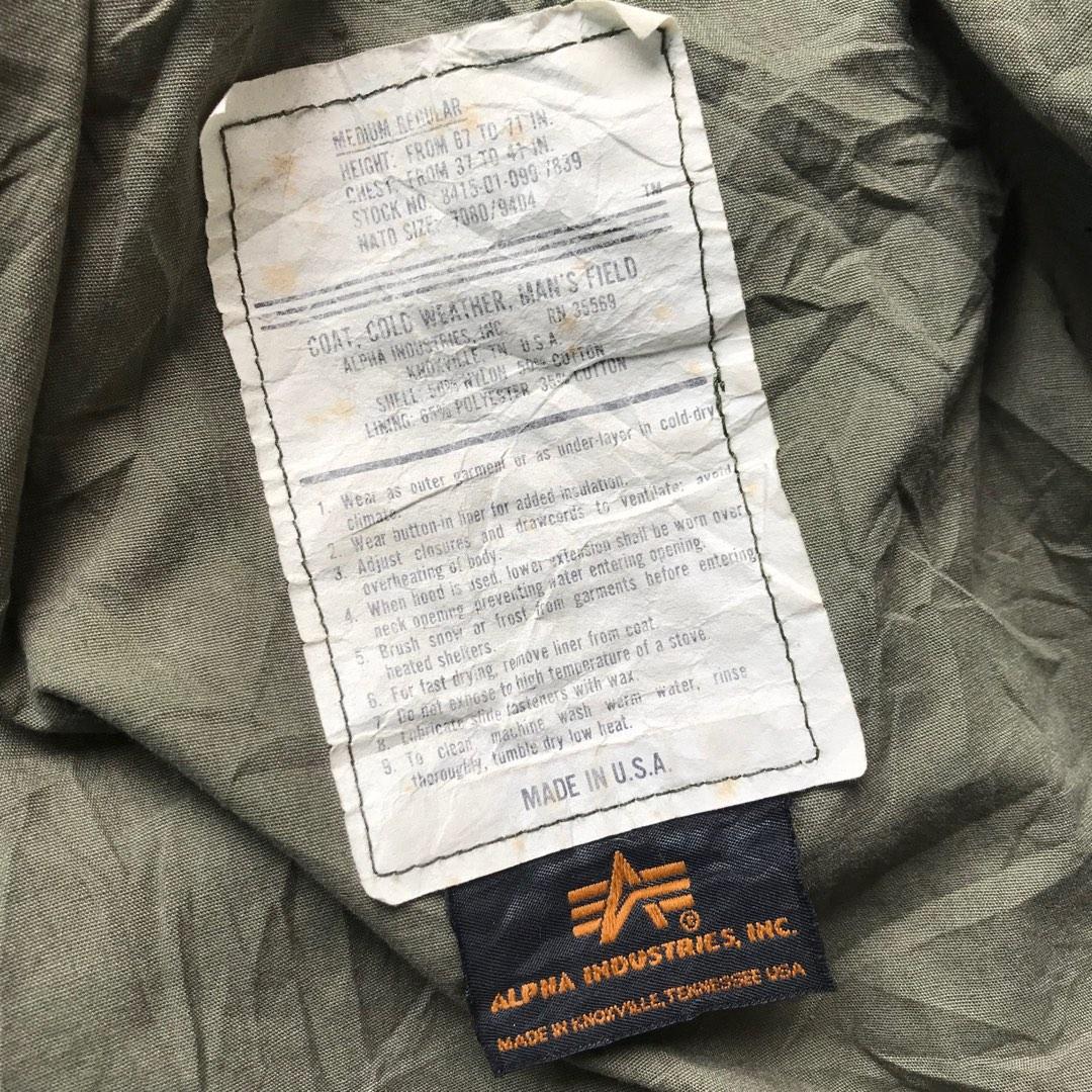 Alpha Industries M65 Olive Green Military jaket parka vintage og 107