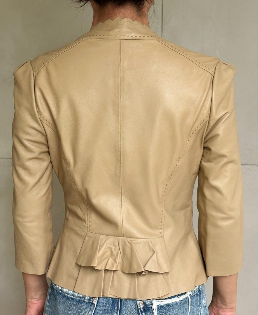 Rebecca taylor ruffle leather jacket outlet