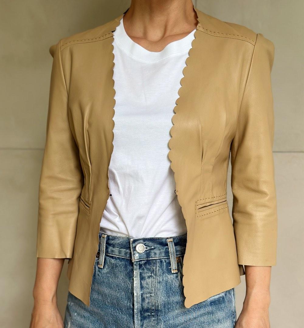 Rebecca taylor ruffle leather jacket online