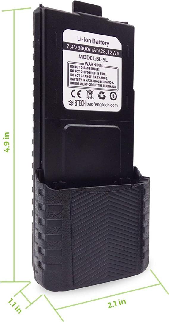 Airiton BL-5L 3800mAh Extended Battery Rechargeable Battery Compatible with BAOFENG UV-5R BF-8HP UV-5RX3 RD-5R UV-5RTP UV-5R BAOFENG UV-5X3 Two Way Radio 3800mAh Battery 