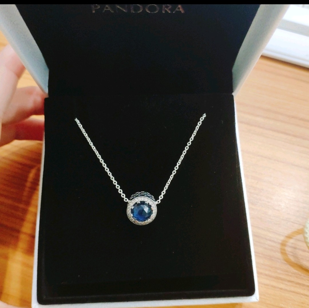 Pandora necklace blue stone cheap