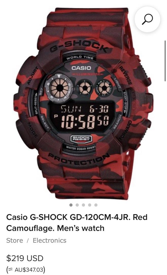 Casio g shock red camo hotsell