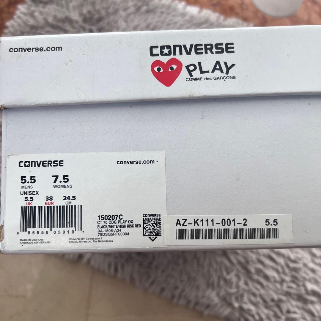 Cdg converse size best sale 7.5