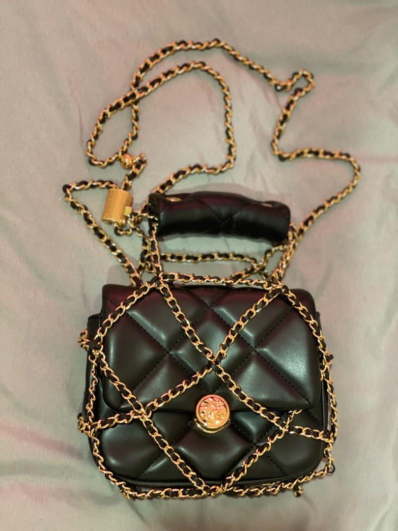 Charles Keith Braided Chain Handle Quilted Evening Bag Clutch