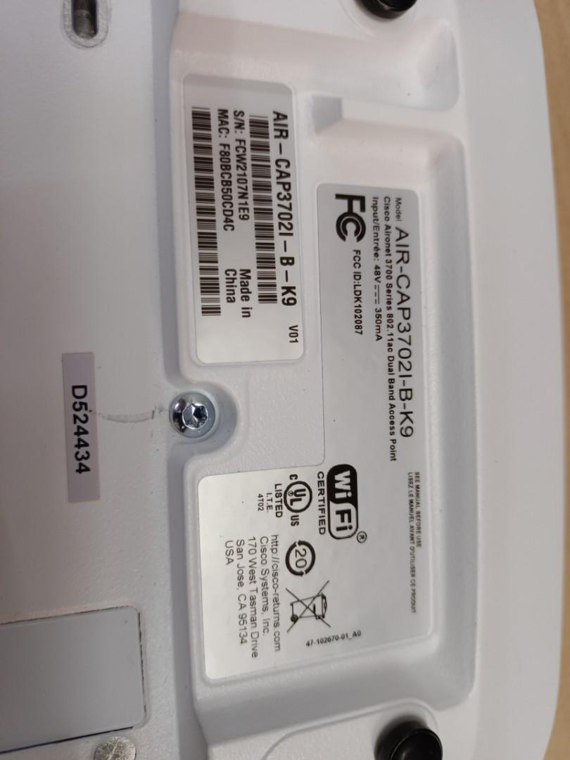 Cisco Aironet 3700 (Category: Networking) located in Pasig City. Submitted by maming73 (Listing ID 1191600687, Image 3). Description: for sale! cisco aironet 3700 series AIR-CAP37021-B-K9 access point slightly used call or text for inquiry 09178535696.