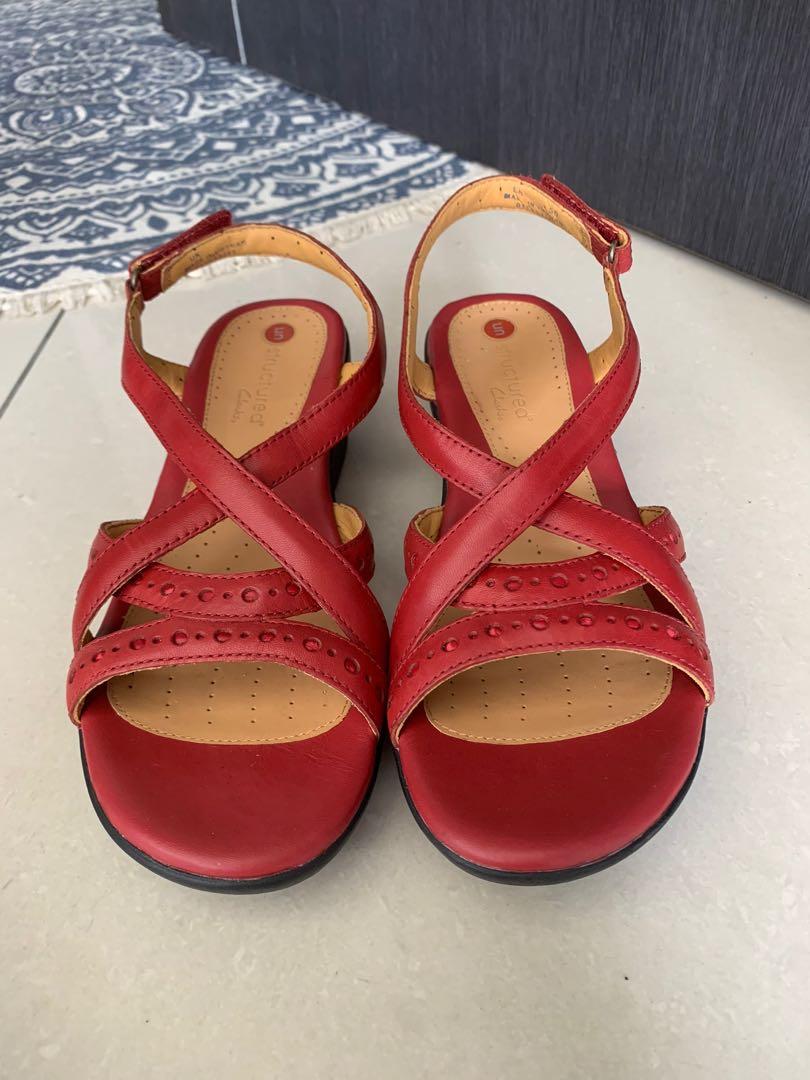 Clarks womens red sandals new arrivals