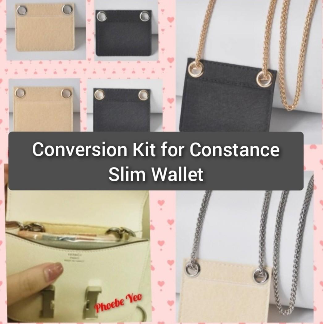 Constance Wallet Conversion Kit with Zipper & O Rings / Constance Compact Wallet  Insert With Chain / Compact Wallet Conversion Kit Chain 