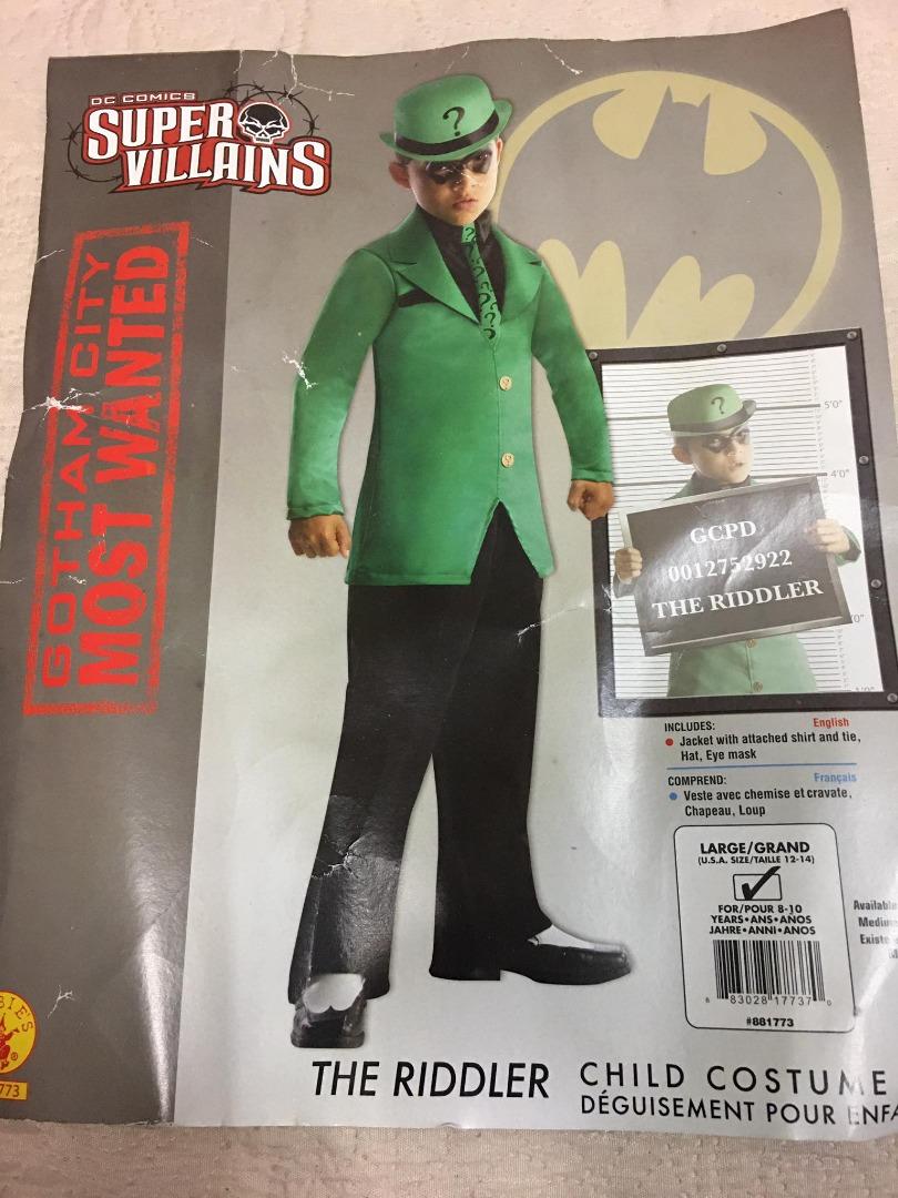 DC Super Villain Child Riddler Costume Set, Babies & Kids, Babies ...