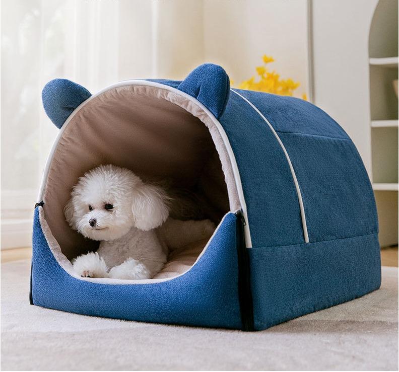 Dog House Portable Cat Igloo Bed with Removable Cushion 2 in 1 Washable Cozy Dog Igloo Bed Cat Cave Foldable Non Slip Warm for Pets Puppy Kitten Rabbit House Bed Pet Supplies Homes