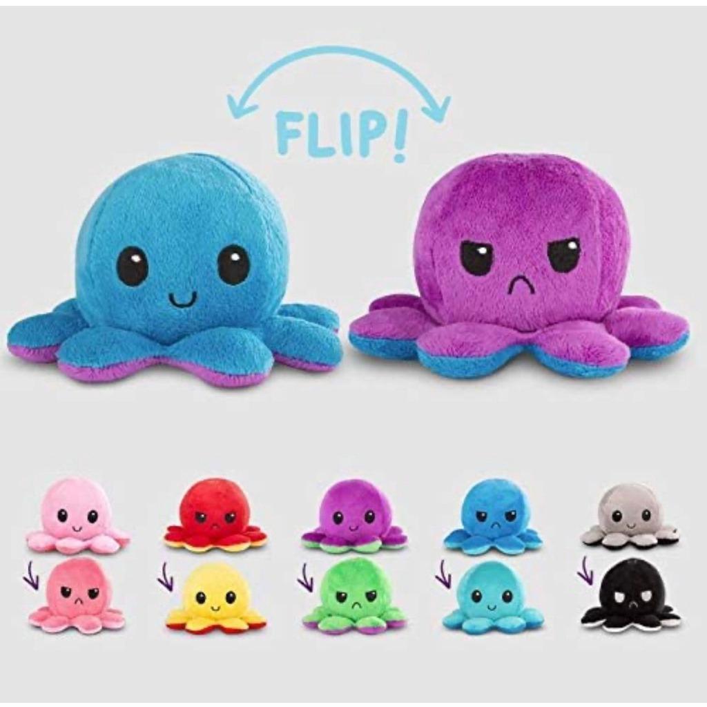 Reversible Octopus Plush Toy, Cute Mini Plush Toys, Show Your Mood With  Emotions for Kids Boys Girls, Yellow+Orange 