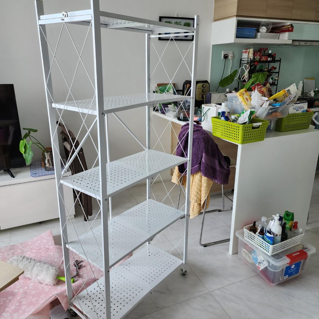 Foldable storage shelf with rollers, Furniture & Home Living, Home