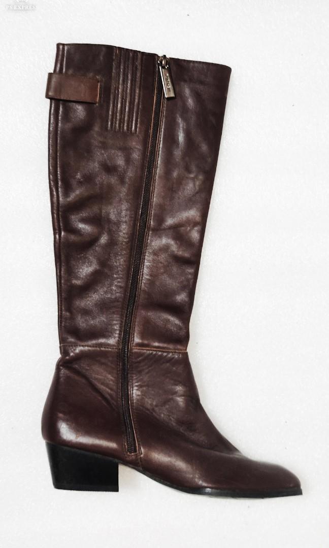 FORLERIA ITALY Brown leather below the knee boots