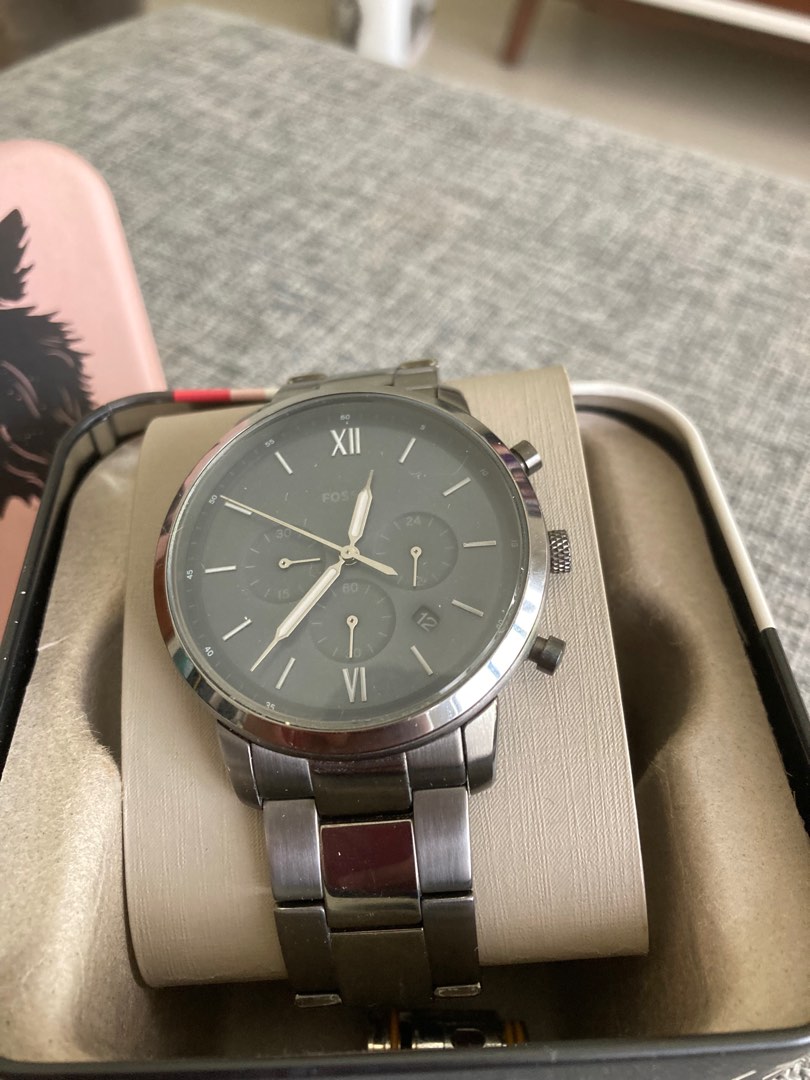preloved fossil neutra chronograph smoke stainless steel watch