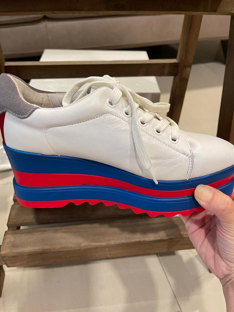 Red white and new arrivals blue platform sneakers