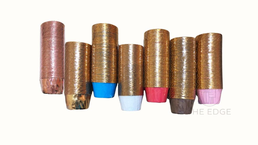Gold Rimmed Cupcake Liner - 3 oz. (Category: Bakeware) located in Pasig City. Submitted by kitchenstarincorporated (Listing ID 1191537558, Image 1). Description: Gold Rimmed Cupcake Liner Qty. per pack: 50 pcs. Available in 7 colors Rose Gold Gold Blue Red Brown Pink White Good for 3oz cupcakes Bottom diameter :5cm Height: 4cm Top diameter : 7cm.