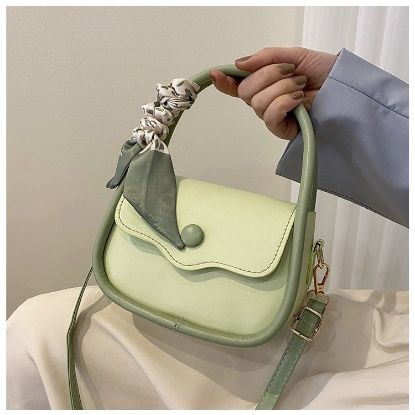 Spring Crossbody Bag with Statement Strap - Sage