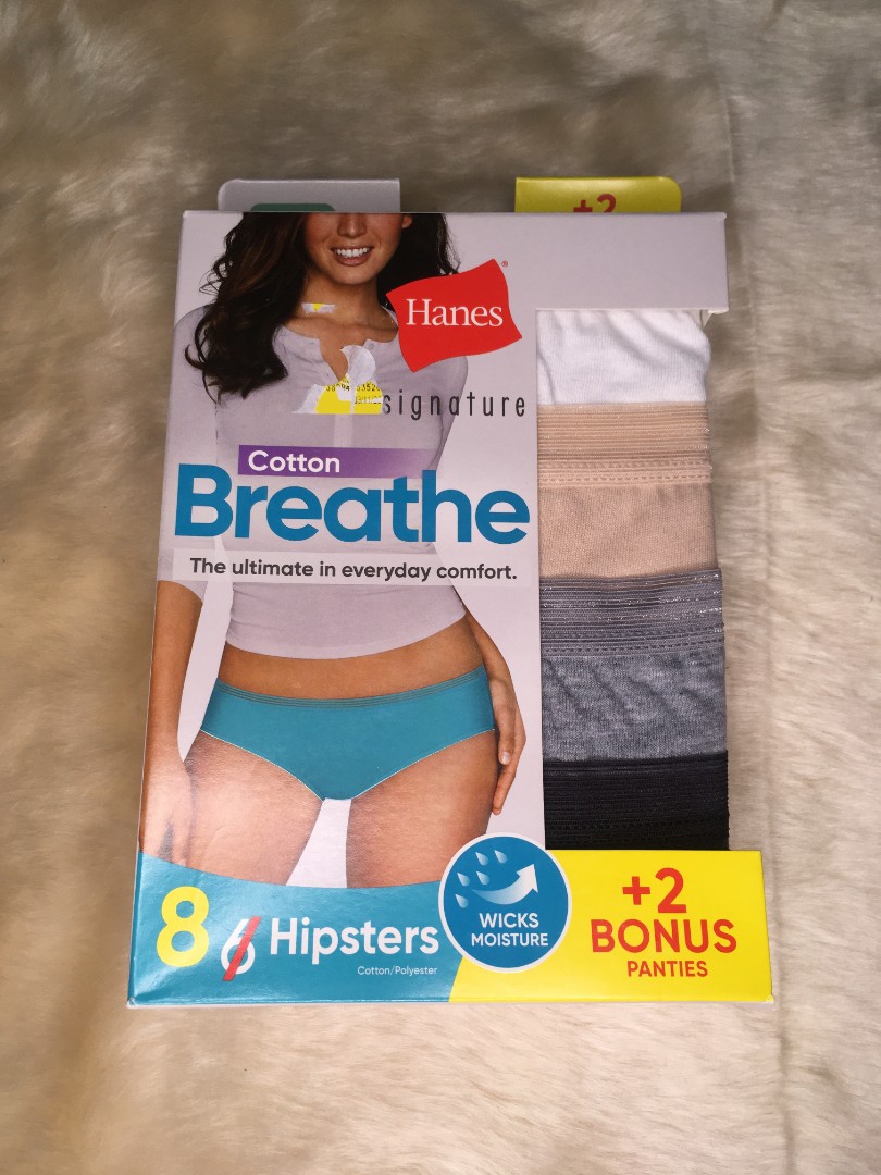 HANES HIPSTERS 6 Pack Panty Signature Cotton Breathe Womens