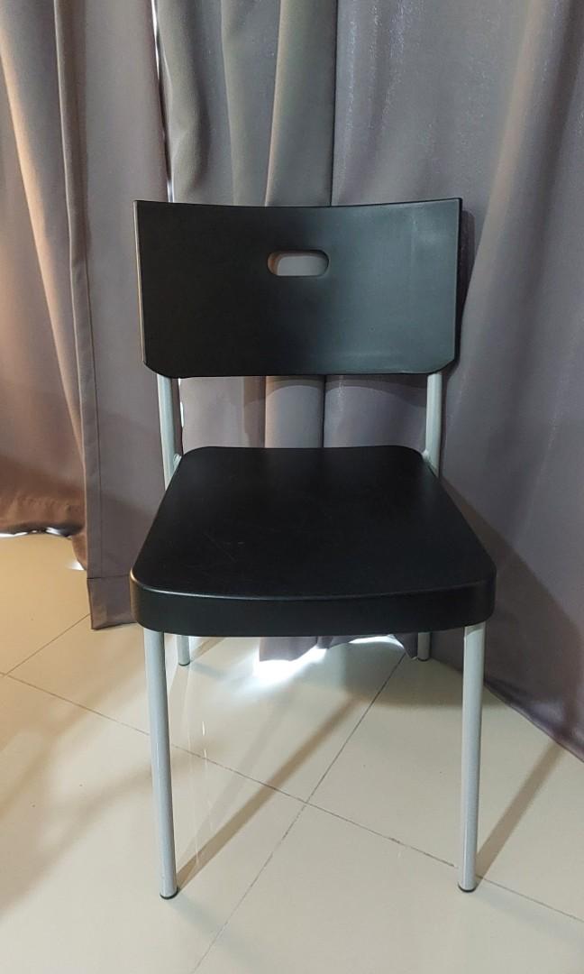 Ikea Black plastic chair, Furniture & Home Living, Furniture, Chairs on