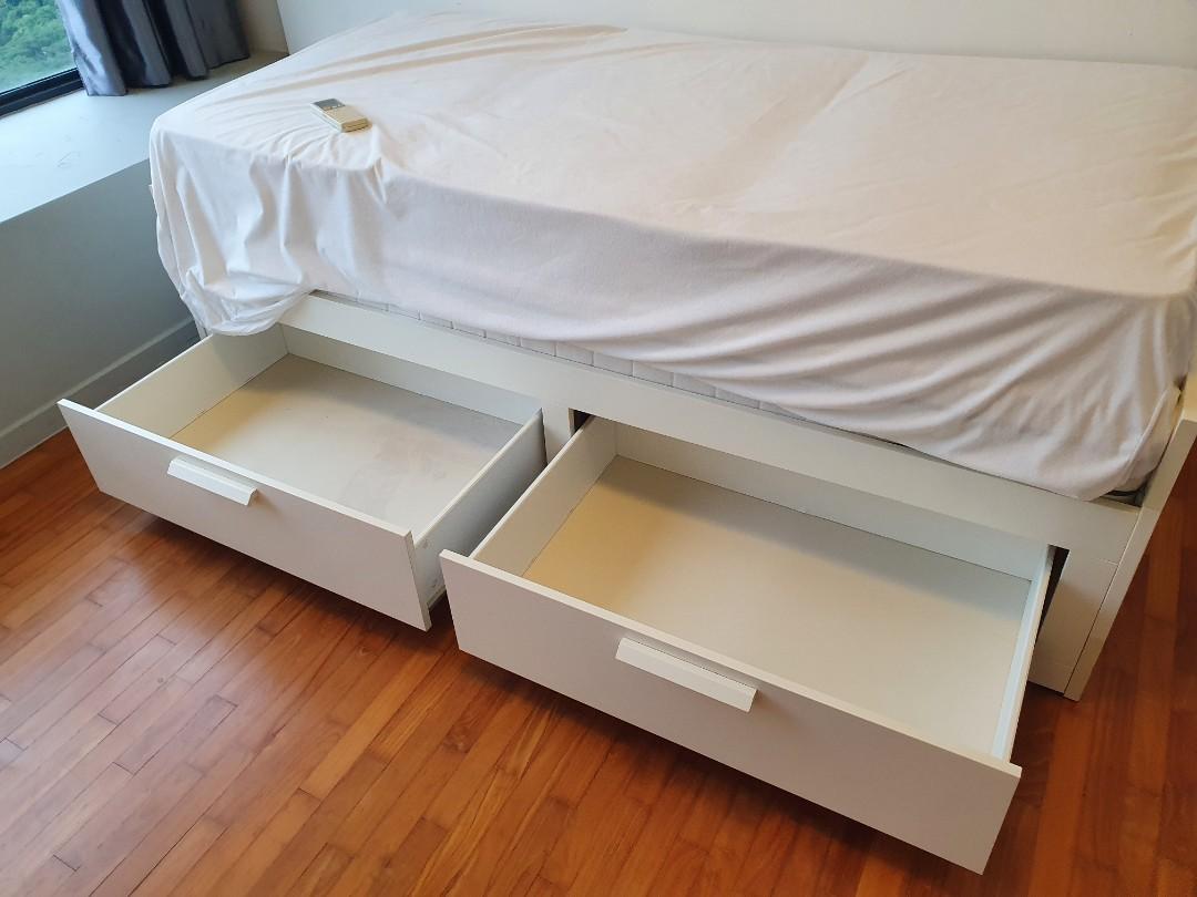 IKEA Brimnes singleking extendable day bed frame with 2 mattresses