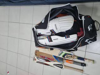 KookaBurra Cricket full set ( helmet, gloves, pads, bat,stumps with bag)